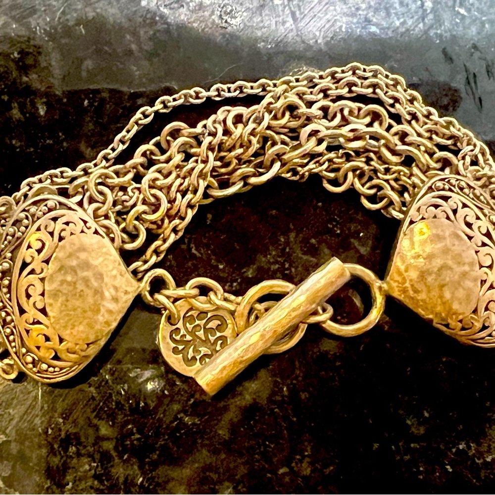 Lois Hill .925 heavy multi strand silver bracelet